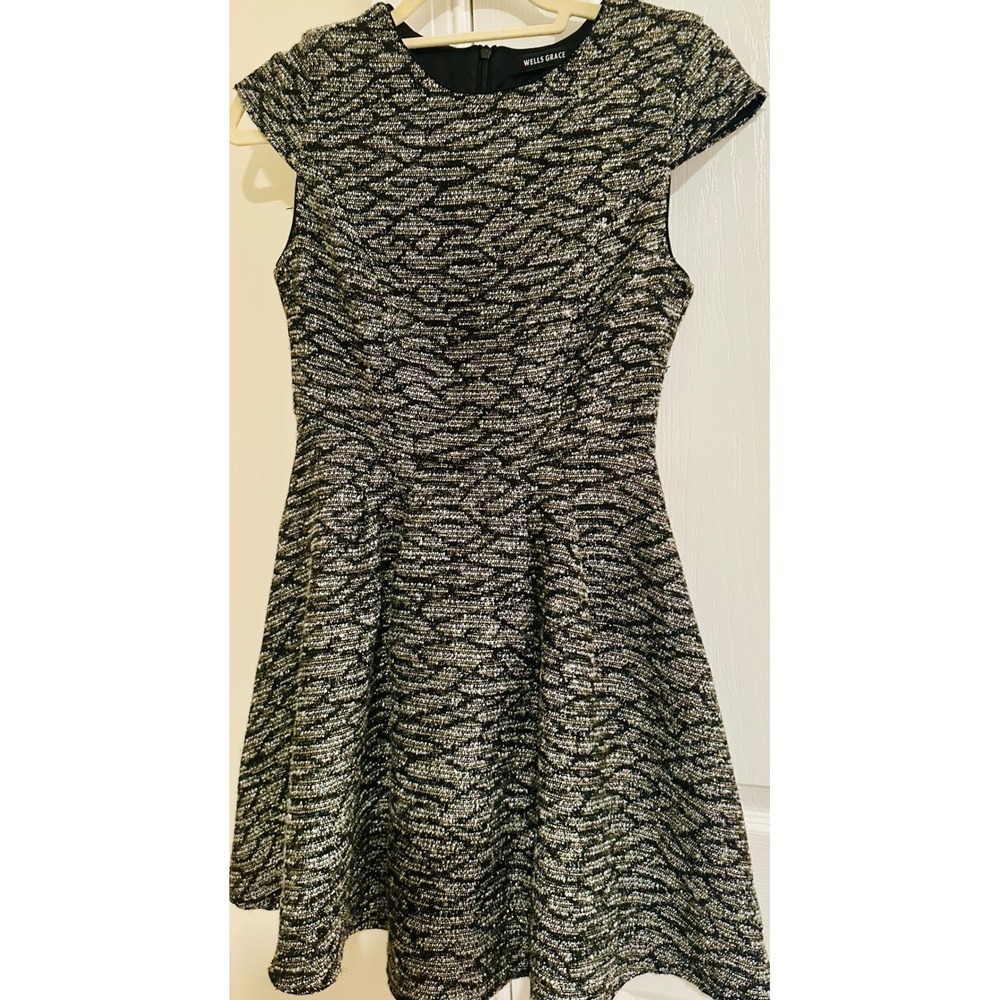 Wells Grace Womens Dress XS Black‎ Gold Sparkle Party Cocktail